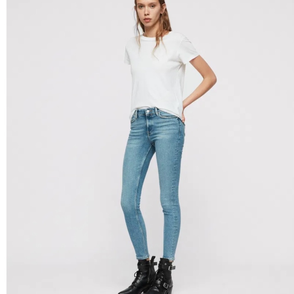All Saints Light Wash Blue Skinny Jeans